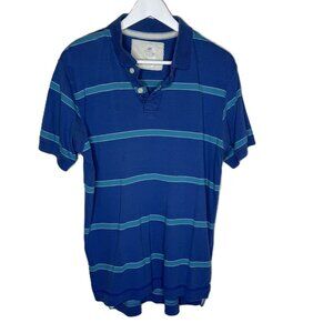 Vintage 90s No Boundaries Men's Blue Striped Polo Shirt, Size Medium
